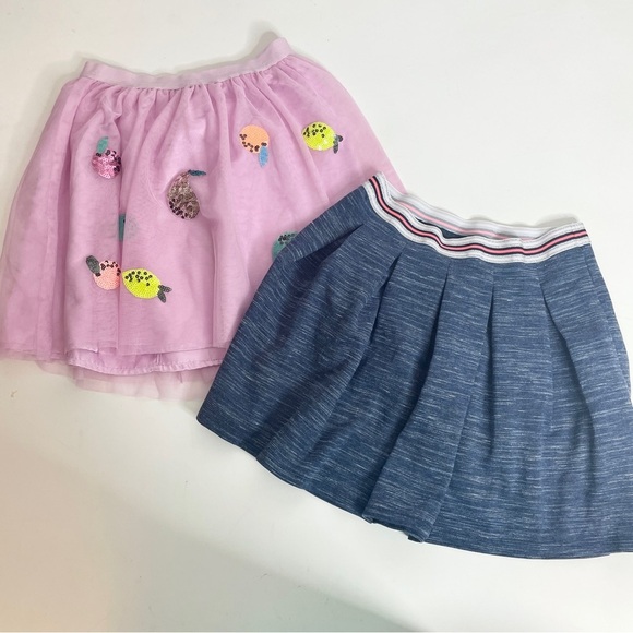 Lot of 2 Skirts - Cat & Jack Size L 10/12 - Pink Tulle Sequin Fruit / chambray - Picture 11 of 11